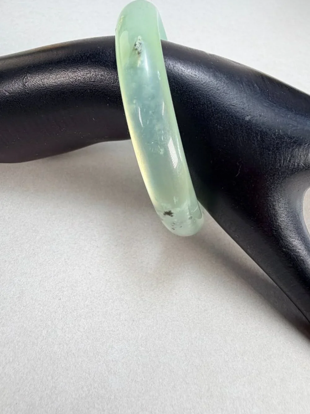 Natural Light Green Jade Jadeite Bangle Bracelet Round Polished Vintage 7.5